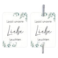 A pack of 50 white G45 style fireworks decorative labels for celebrations.