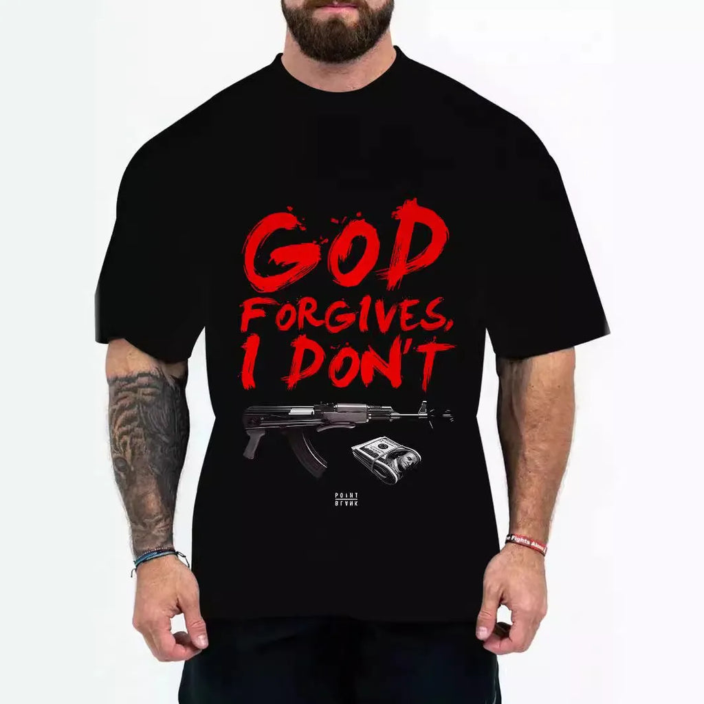 Men's loose fit graphic t-shirt with coloured letters or eagle head design in chemical fibre blend
