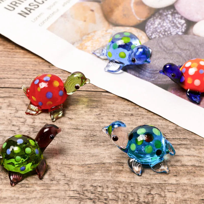 Geometric glass turtle ornament in modern simplicity style with hand-painted details