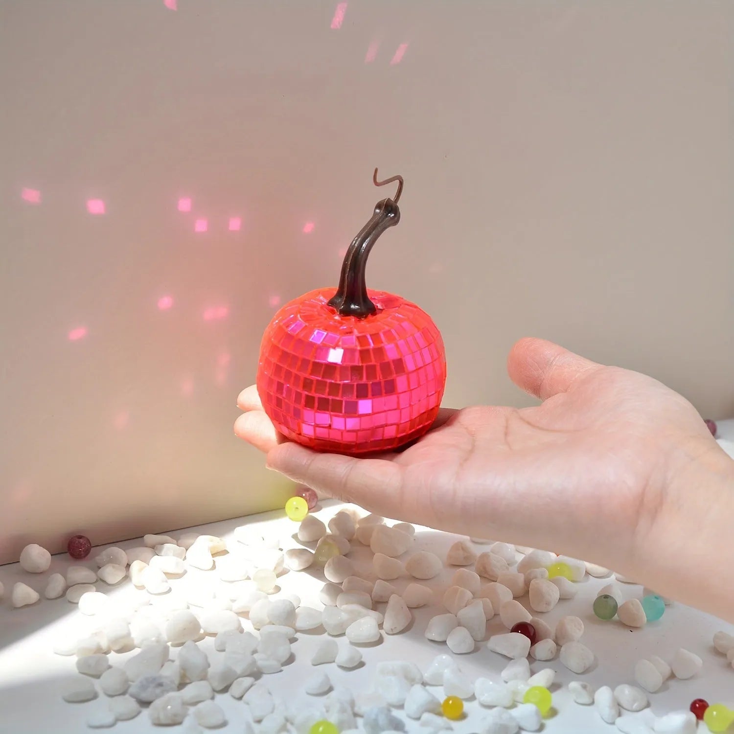 Chinese style mirrored glass pumpkin ornament for Halloween decorations in multiple sizes