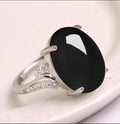 Adjustable geometric alloy ring with natural sapphire-style stone in multiple colour options