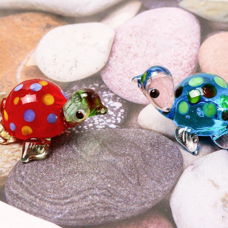 Geometric glass turtle ornament in modern simplicity style with hand-painted details