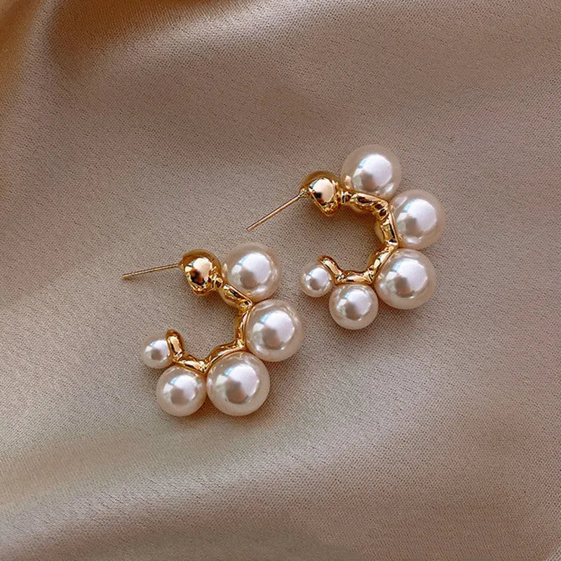 Red bell-shaped alloy drop earrings for women with traditional design