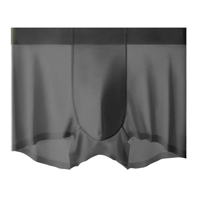Ice silk men's shorts in bean green colour with mid-waist seamless design