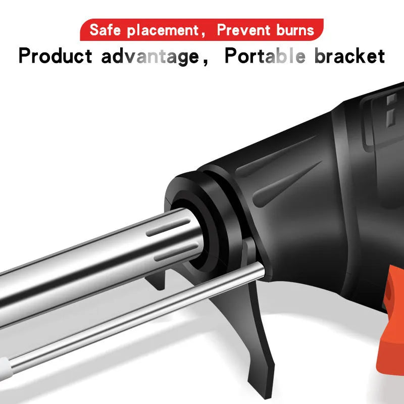 Black soldering gun with integrated light, 205 x 170mm alloy body with three electrical specification options