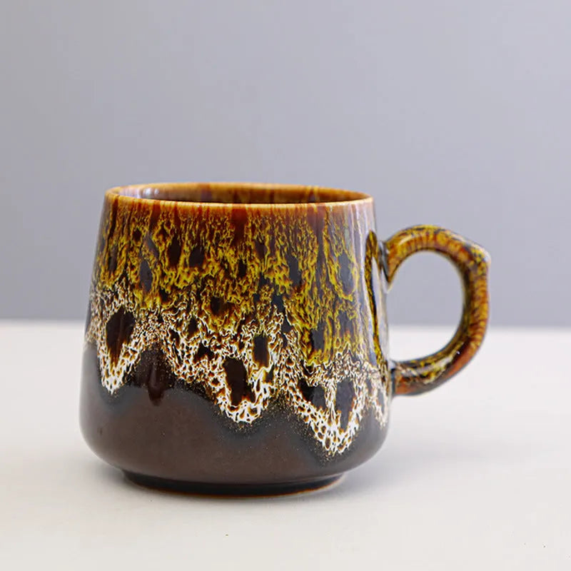 Large capacity retro style coffee mug with 350ml volume for office, home and car use