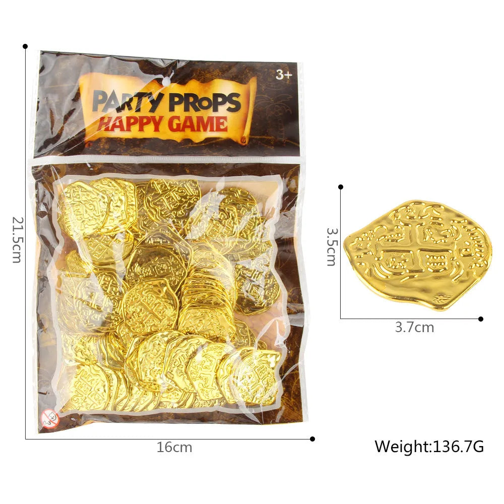 100 plastic Roman coin replicas with gold, silver, and bronze electroplated finishes for decorative use