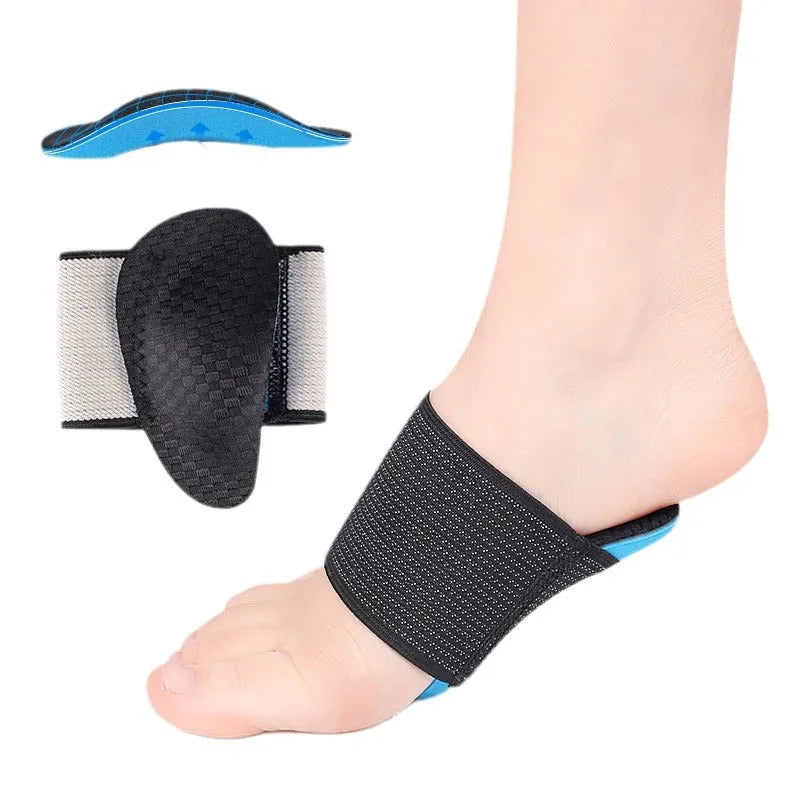 Blue elastic bandage foot pad for arch support, adult and children sizes available