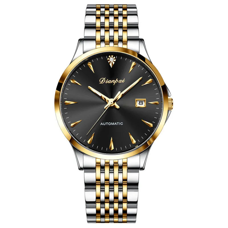 Men's stainless steel automatic watch with a simple dial and 30m water resistance.