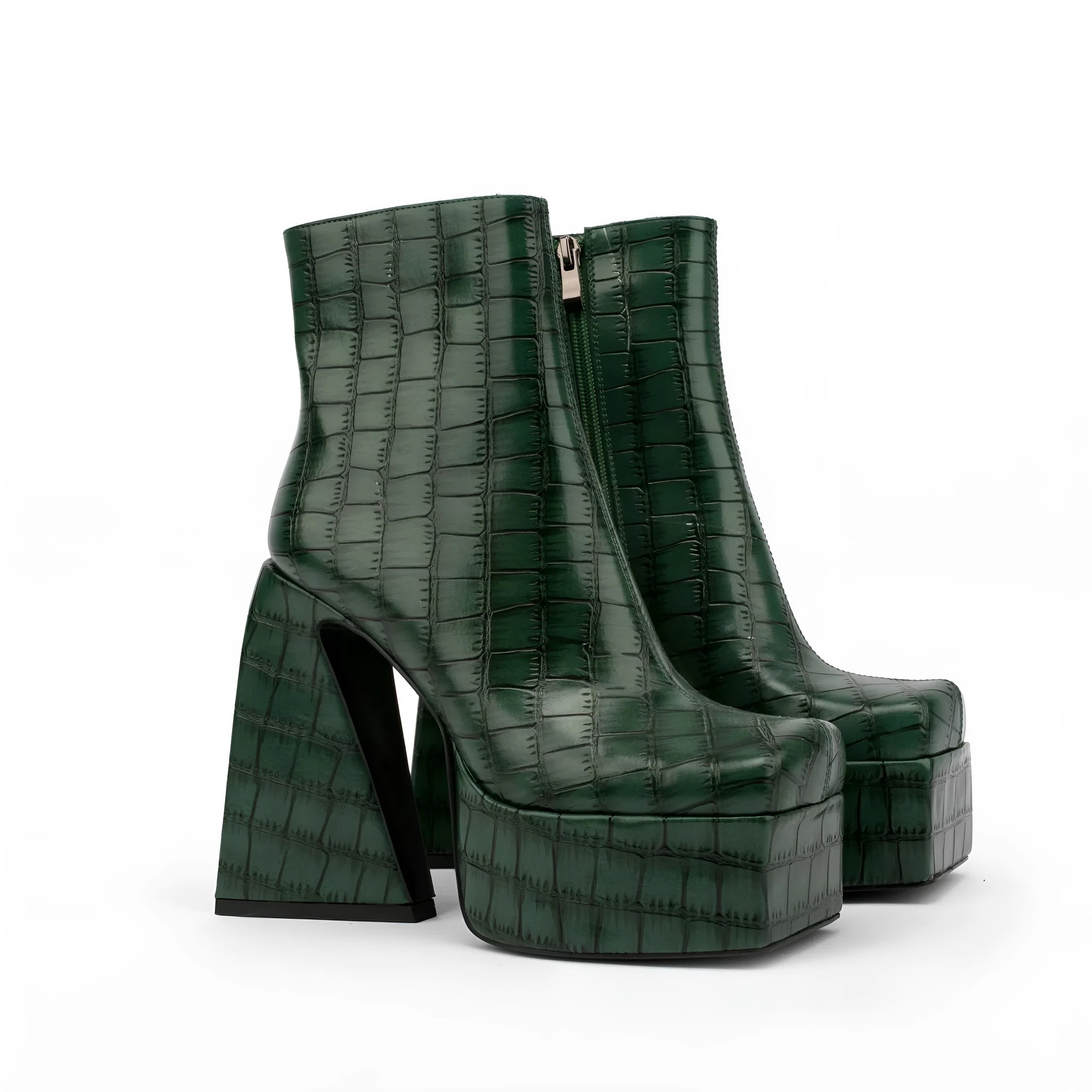 Women's black ankle boots with high 8cm heel, artificial PU upper material