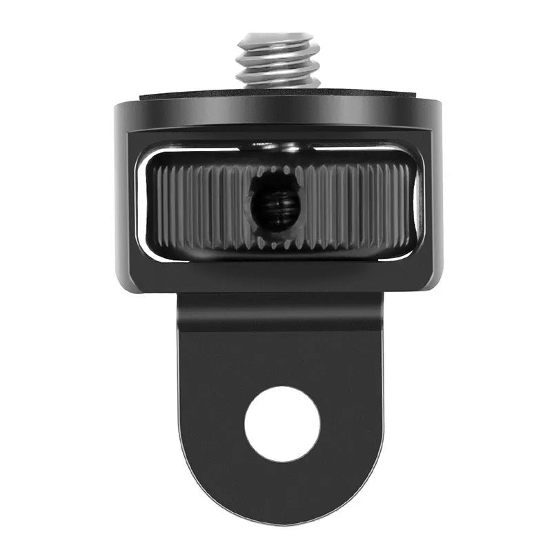 Aluminium alloy sports camera adapter screw with 1/4 inch interface in black titanium finish