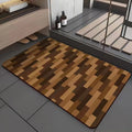 American style square diatom ooze floor mat with wood grain geometric pattern for bathroom use