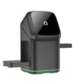Black rotating magnetic wireless charging stand for mobile phones showing adjustable angle