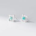 Geometric cross quadrangle stud earrings in S925 silver with Seiko treatment