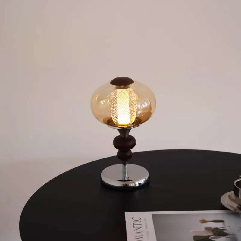 Zhonggu solid wood retro palace table lamp with touch switch and colour changing light