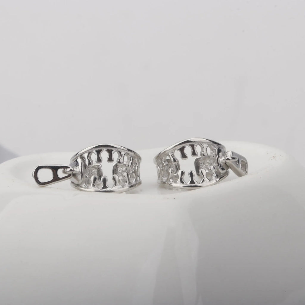 A pair of simple geometric copper clip-on earrings in colour ES862 with a linear pattern design.