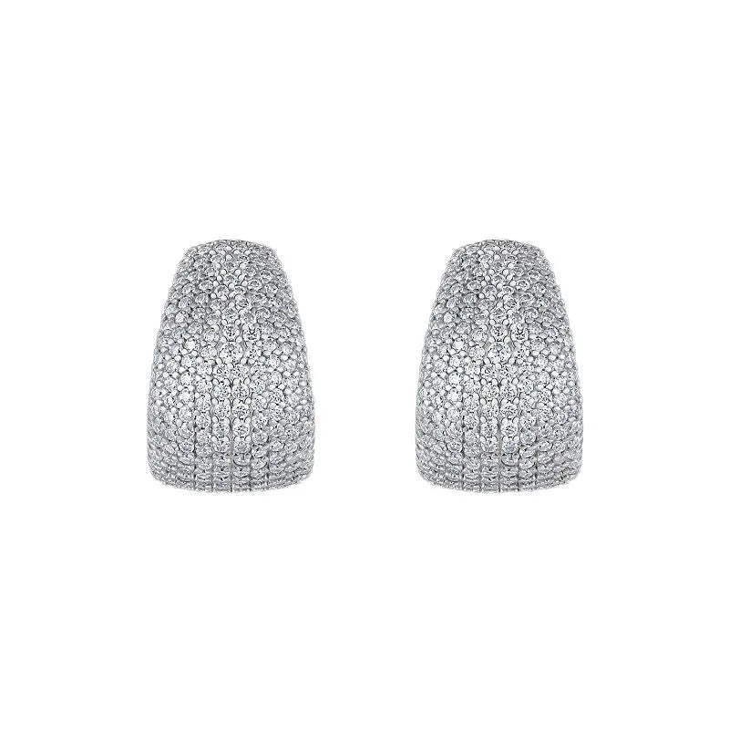 Geometric S925 sterling silver ear studs with moissanite stones in gift box