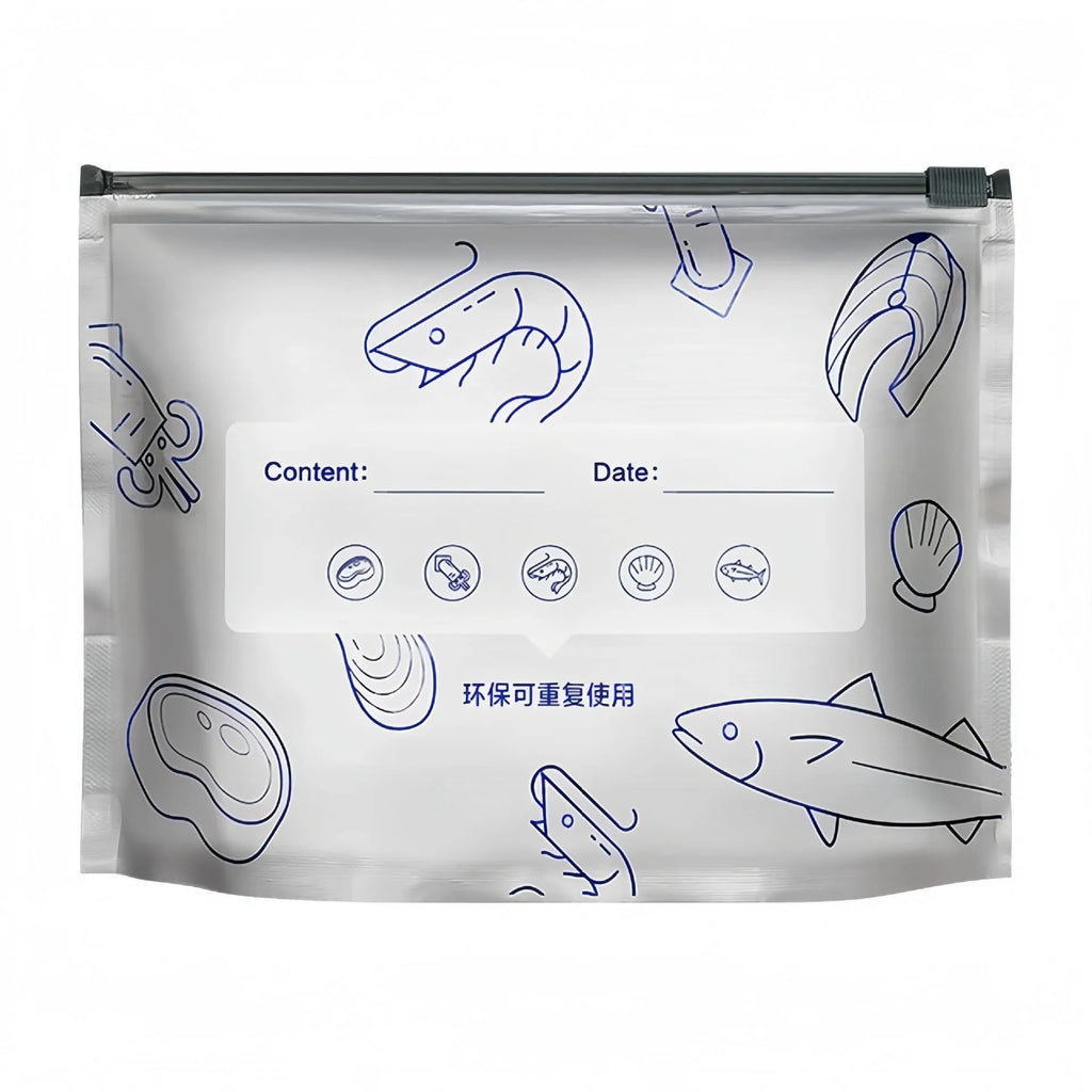 Aluminium foil resealable food storage bags in small, medium and large sizes
