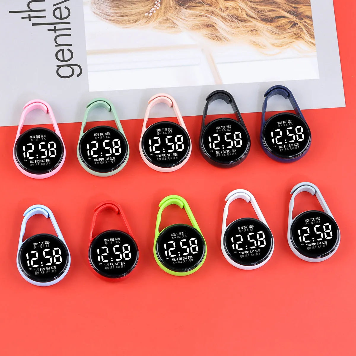 Fashion LED simple luminous week mini electronic watch with digital display and plastic strap