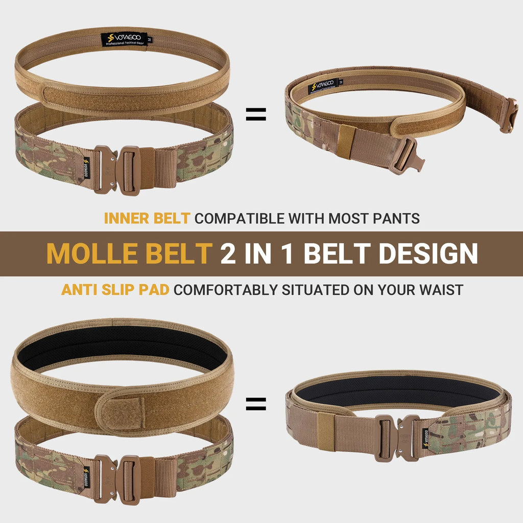 VOTAGOO 2-inch nylon quick-release waist belt in CP camouflage with an alloy automatic buckle.