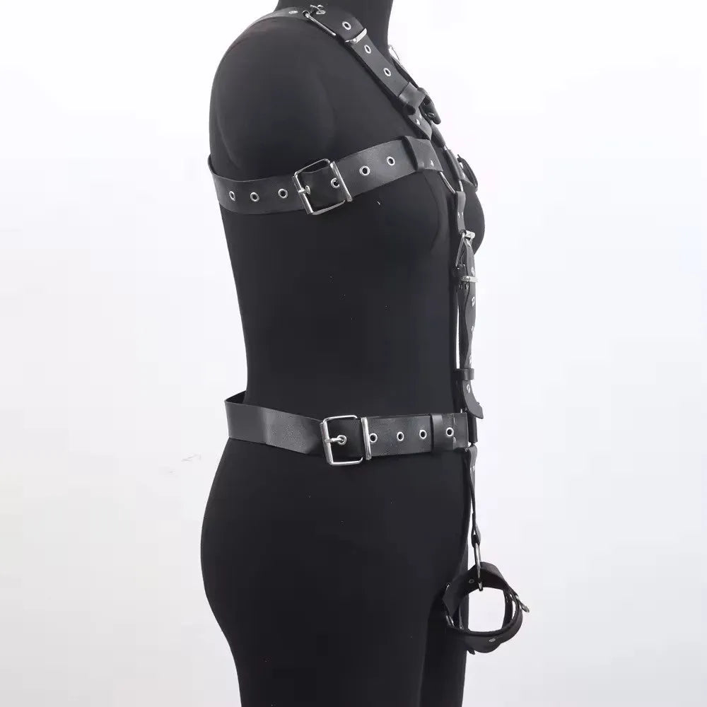 Black patent leather shapewear belt with thin width and pin buckle fastening for waist contouring