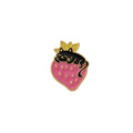 Alloy metal brooch shaped like a cat with a strawberry cake and dripping oil decoration.