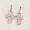 Women's classic alloy earrings with cross crystal design in five colour options on display