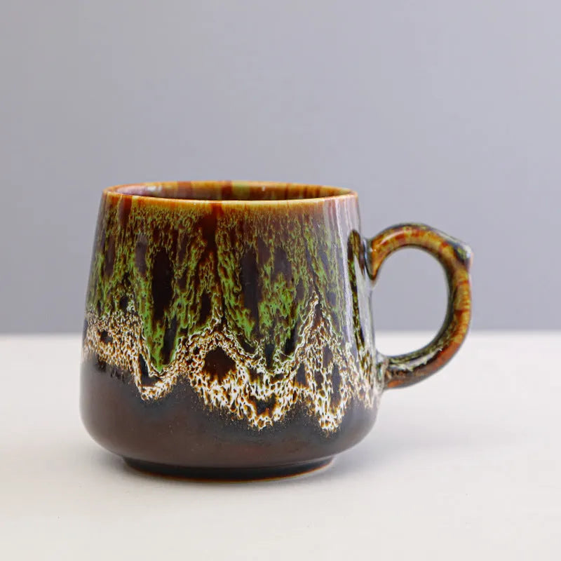 Large capacity retro style coffee mug with 350ml volume for office, home and car use