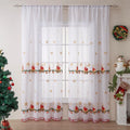 American Christmas curtain pair with white snowflake embroidery on red polyester fabric
