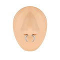Close-up of a C-shaped buffalo horn style nose ring made from 316L stainless steel, showing steel colour and black finish options.