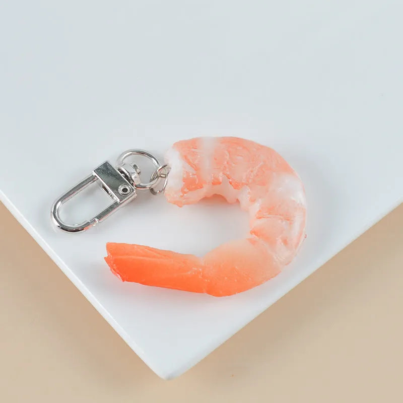 PVC injection moulded shrimp simulation keychain pendant with modern design