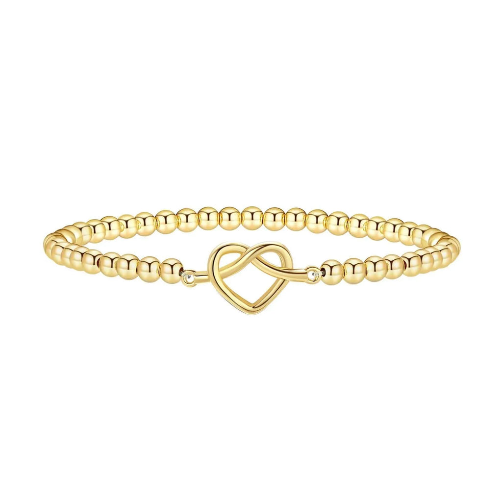 Stainless steel beaded bracelet with adjustable clasp in geometric design