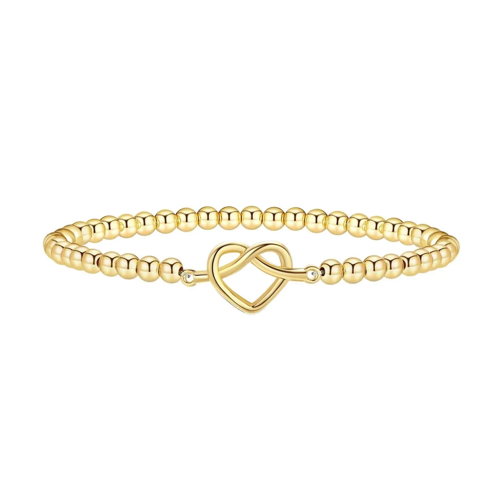 Stainless steel beaded bracelet with adjustable clasp in geometric design