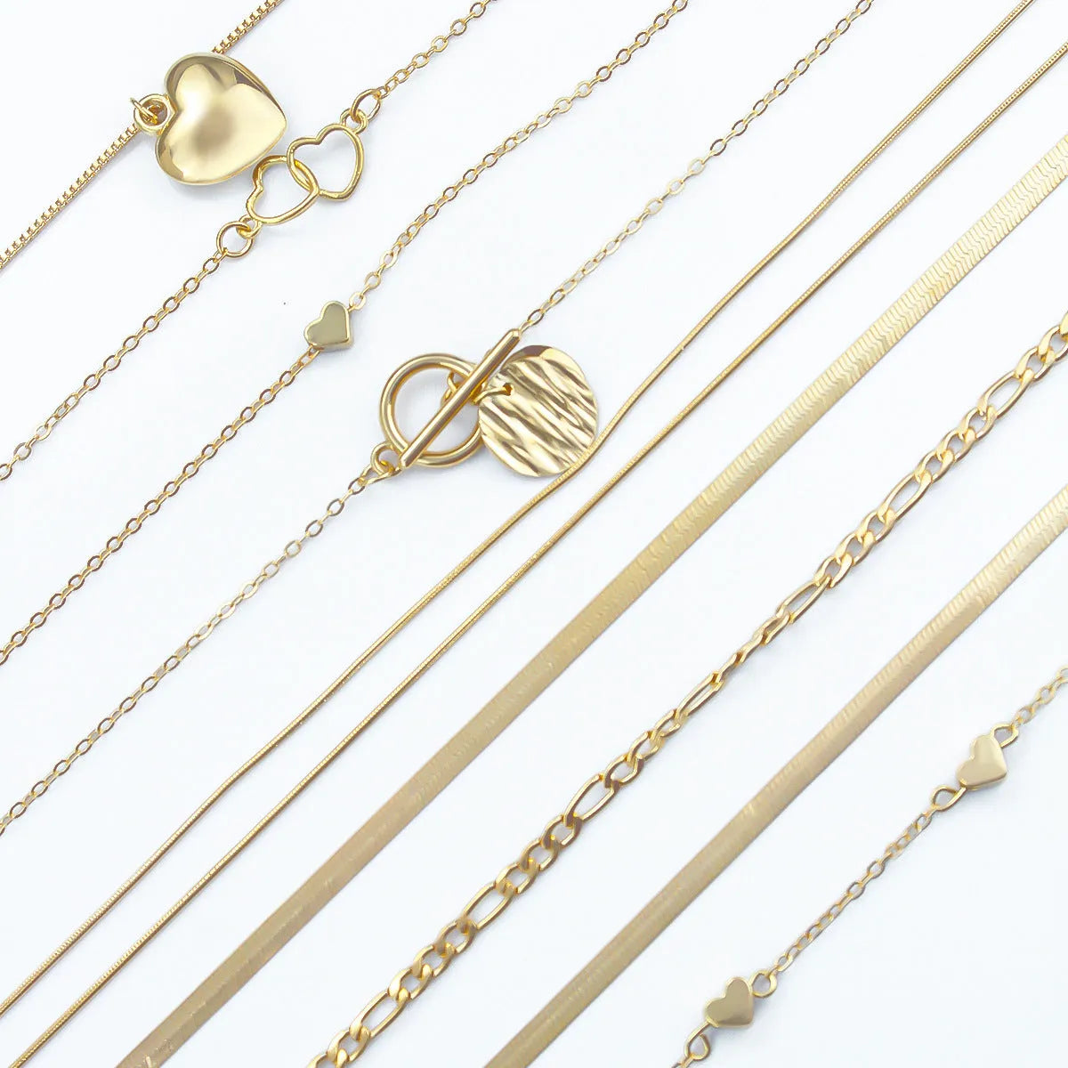 Gold snake bone chain necklace set with adjustable 21-50cm length for women