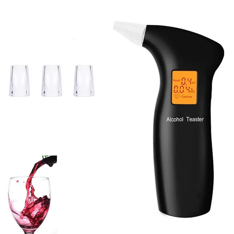 Portable orange light digital breath alcohol tester with four mouthpieces