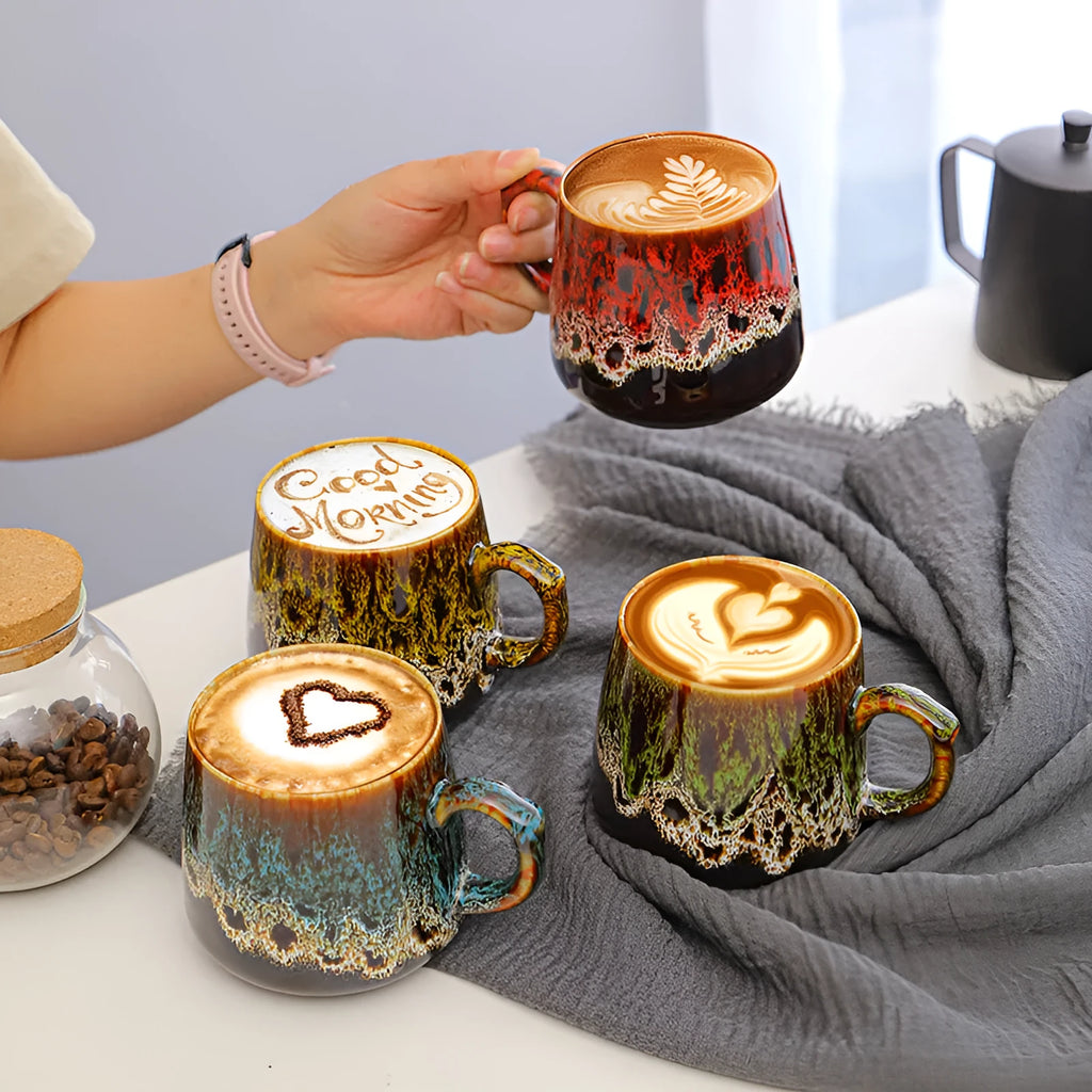 Large capacity retro style coffee mug with 350ml volume for office, home and car use