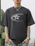 Men's casual cotton T-shirt with Japanese retro style in solid colour design