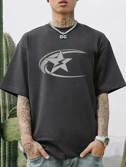 Men's casual cotton T-shirt with Japanese retro style in solid colour design