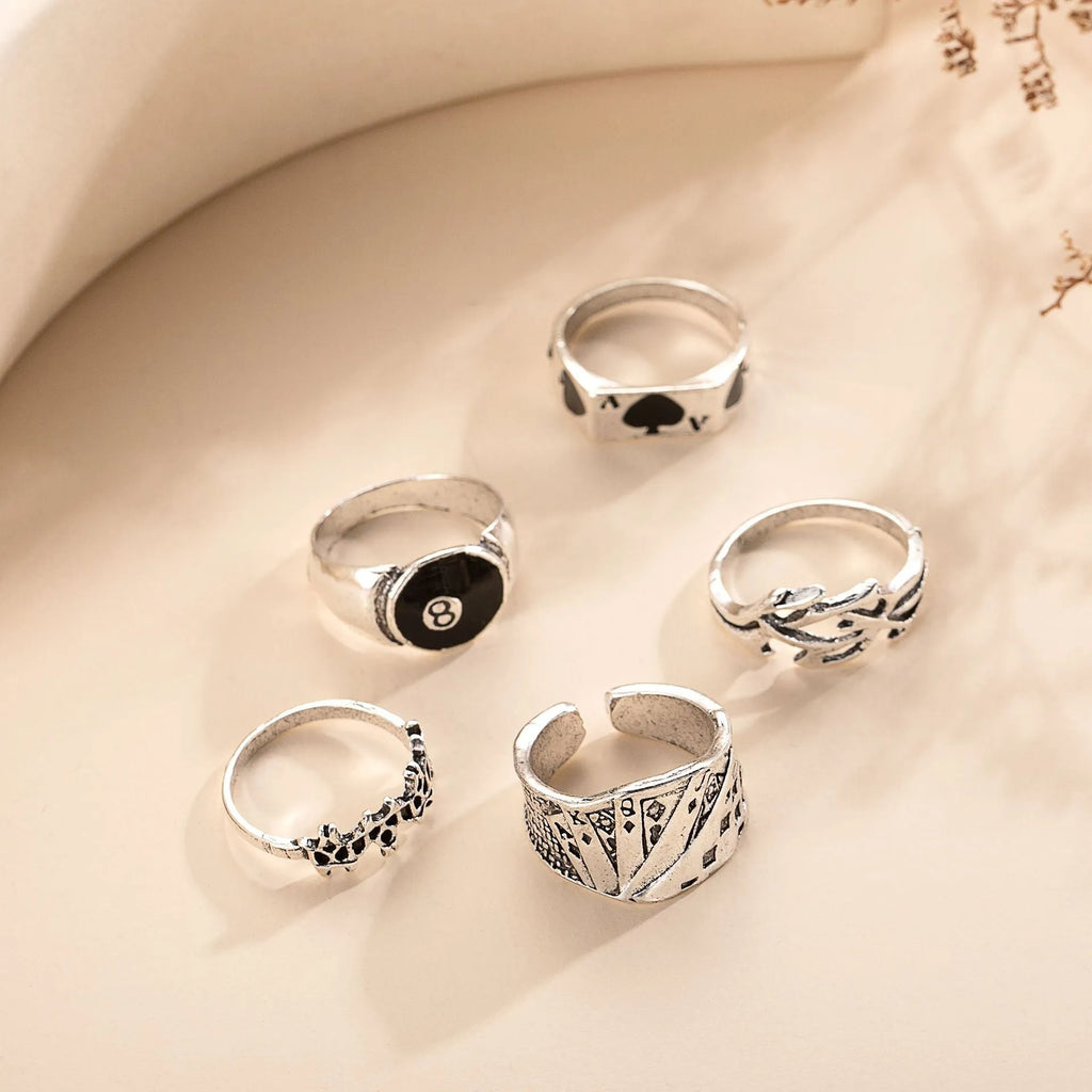 Black alloy poker ring with retro spade card design jewellery
