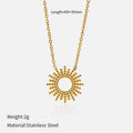 Sunflower Series gold tone geometric chain necklace and bracelet set for women.