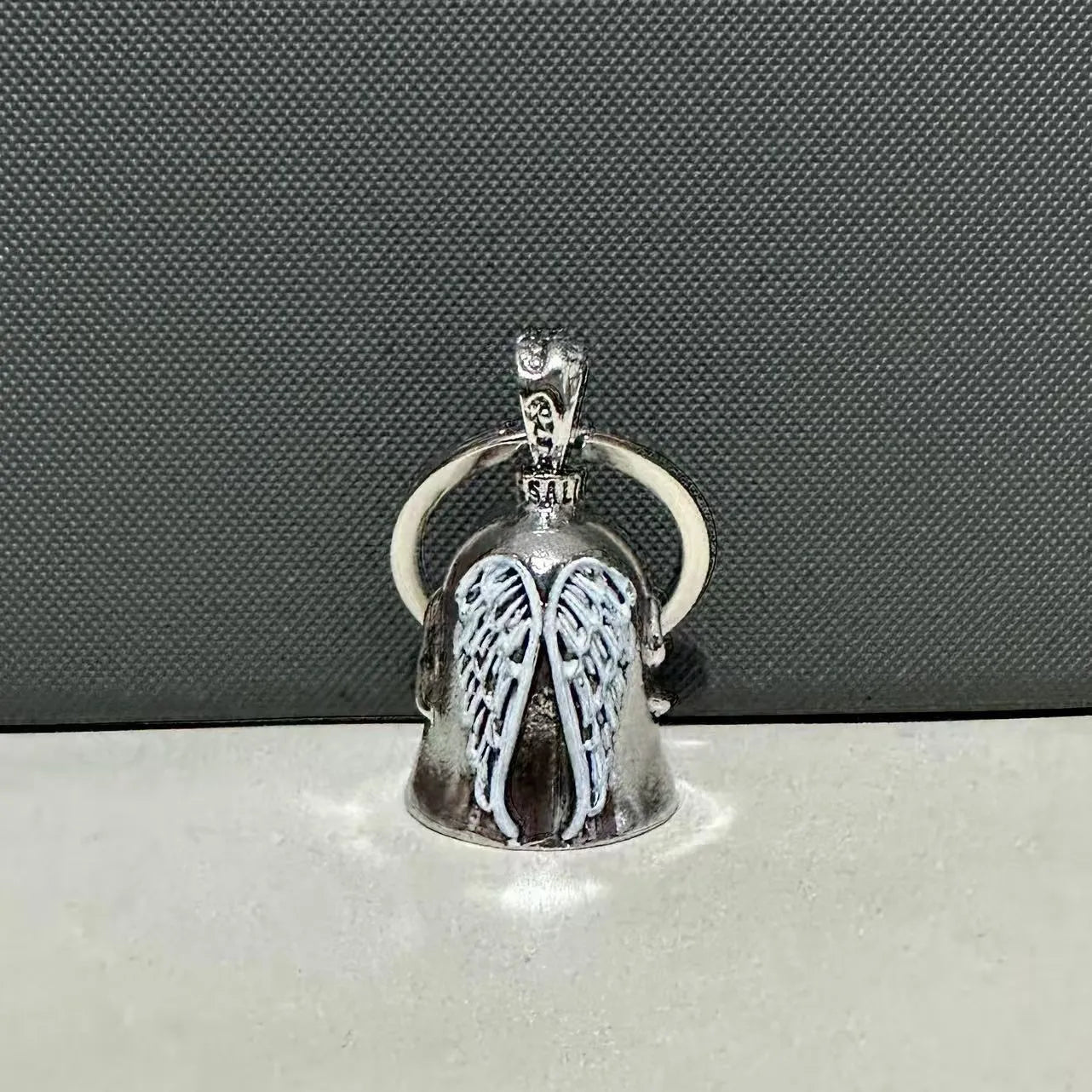 Angel white wings pendant necklace and matching keychain with antique electroplated finish