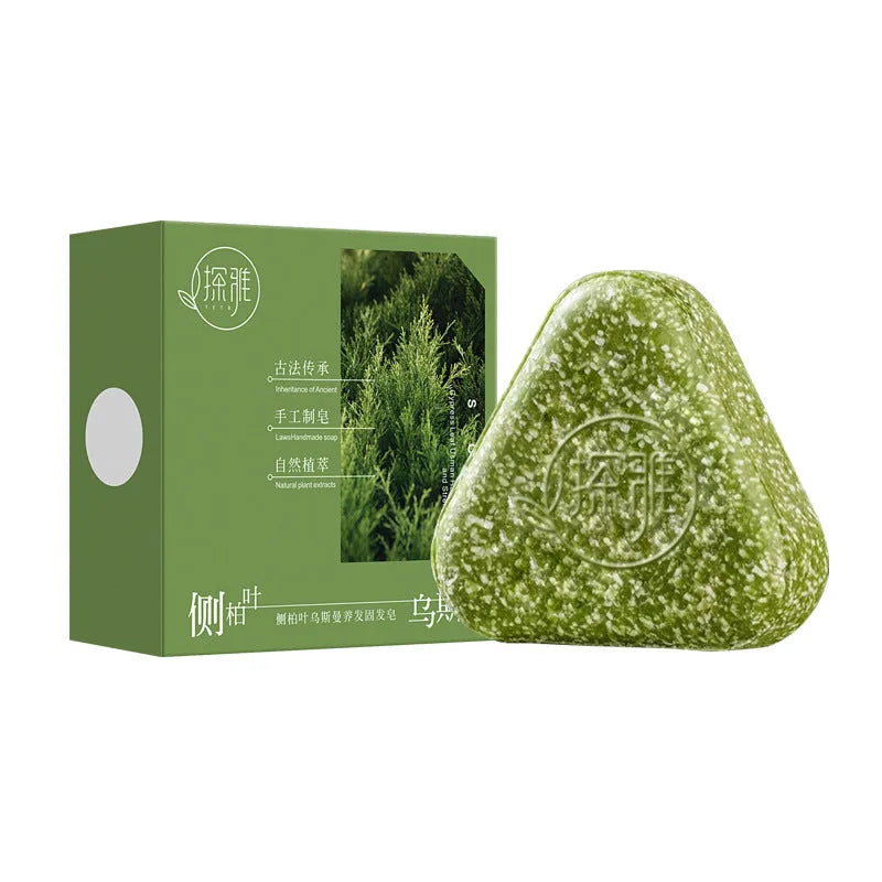 Chinese arborvitae twig Usman herbal hair fixing soap and handmade shampoo soap bar 120g