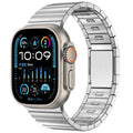 Stainless steel magnetic clasp Apple Watch strap in business style design showing seven colour options