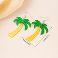 Acrylic drop earrings with coconut and jackfruit design on the ear hook in one of five styles.