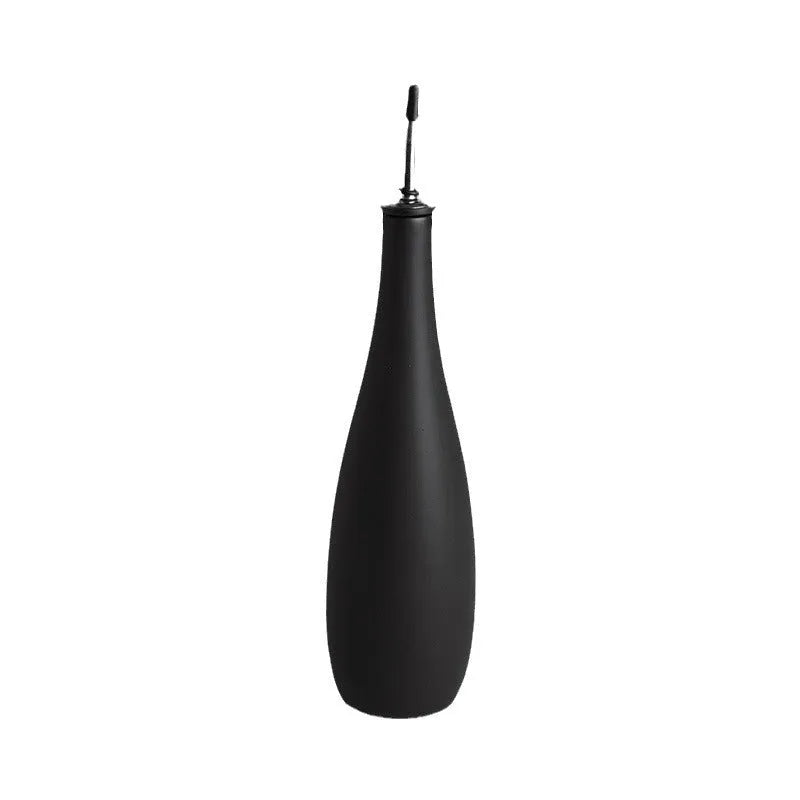 Ceramic kitchen oil pot with removable funnel and integrated brush holder in three colour options