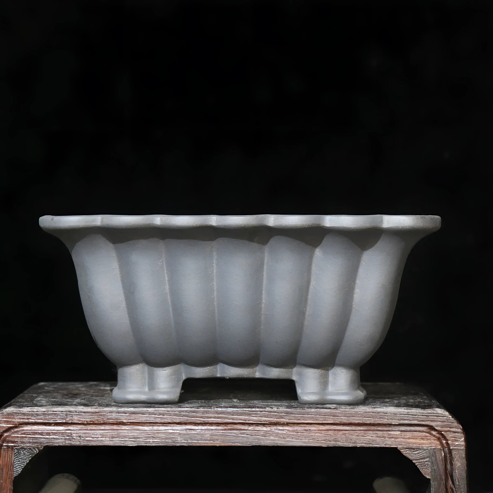 Square ceramic bonsai pot with classical styling and du Xiliang colour