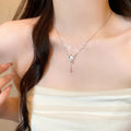 Women's romantic star moon zirconium necklace on adjustable copper clavicle chain in gold colour