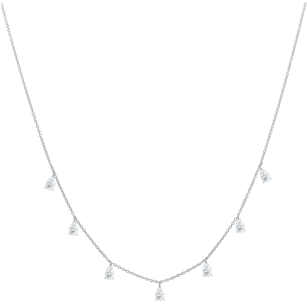 Gentle drop-shaped artificial zircon 925 silver necklace on O-shaped chain in silver, rose gold or golden yellow colour