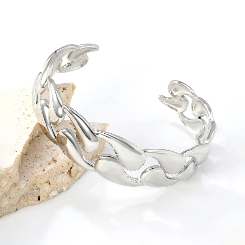 Stainless steel advanced style alloy bracelet for men and women in three colour variants.