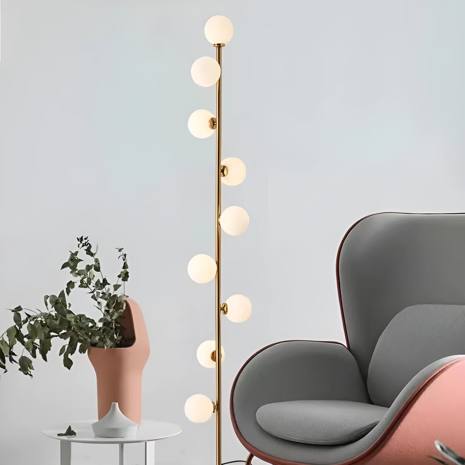 Modern minimalist Nordic floor lamp with glass shade and wrought iron base, standing 154cm tall